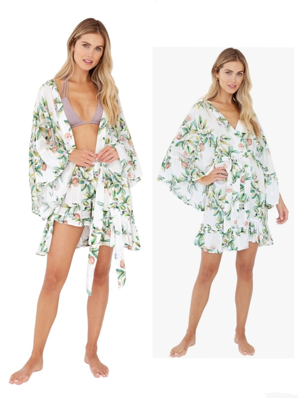 Plum Pretty Sugar Floral Mini Dress - White and Green